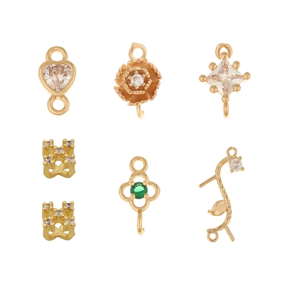 

Cordial Design 100Pcs Jewelry Accessories/Hand Made/CZ Charms/Flower Heart Shape/DIY Making/Copper Connectors/Earring Findings