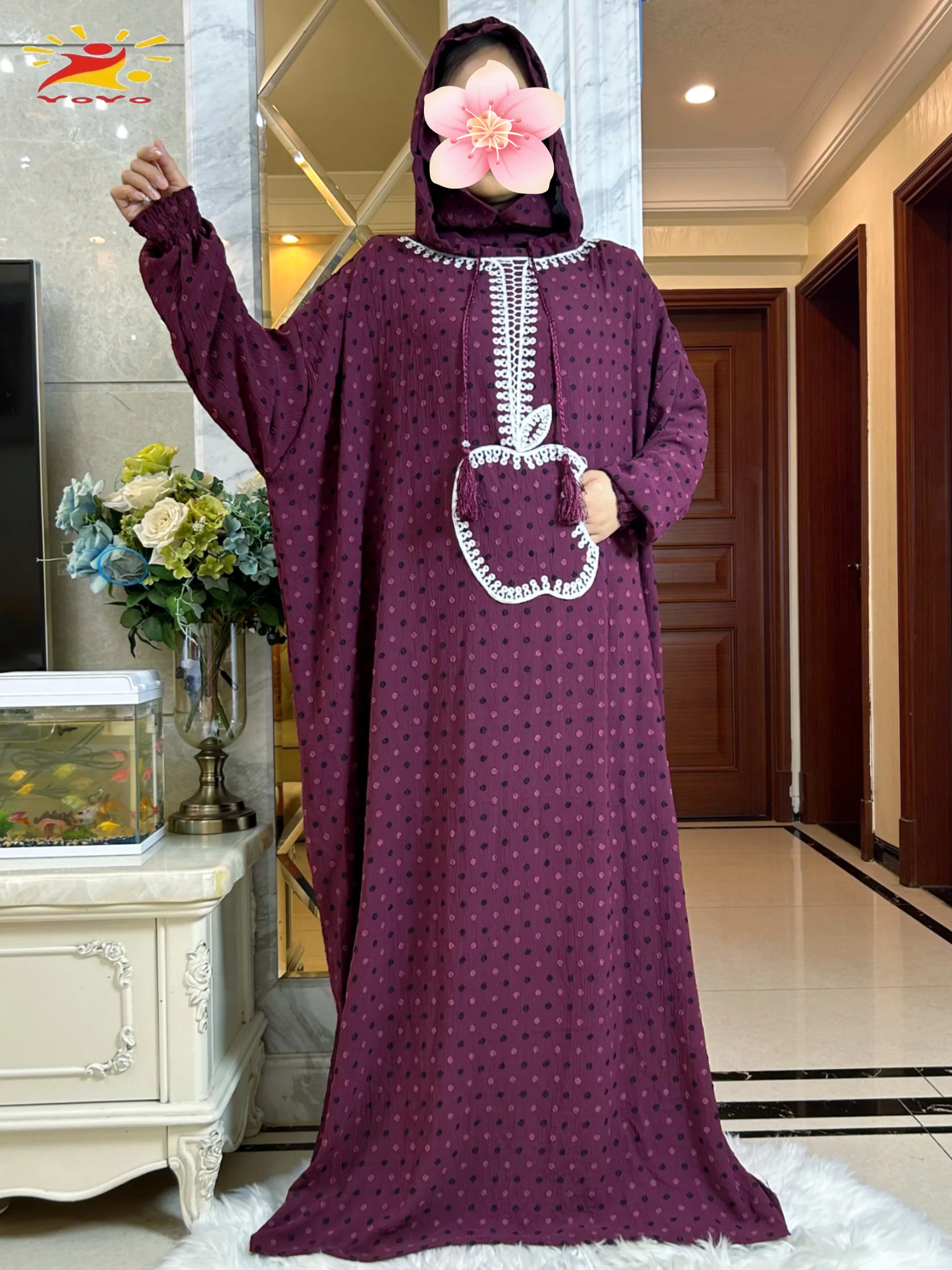 ربيع جديد القطن رمضان مسلم قبعة مزدوجة عباية دبي تركيا الإسلام ملابس الصلاة جيب التفاح الإسلام المرأة فستان قفطان #2