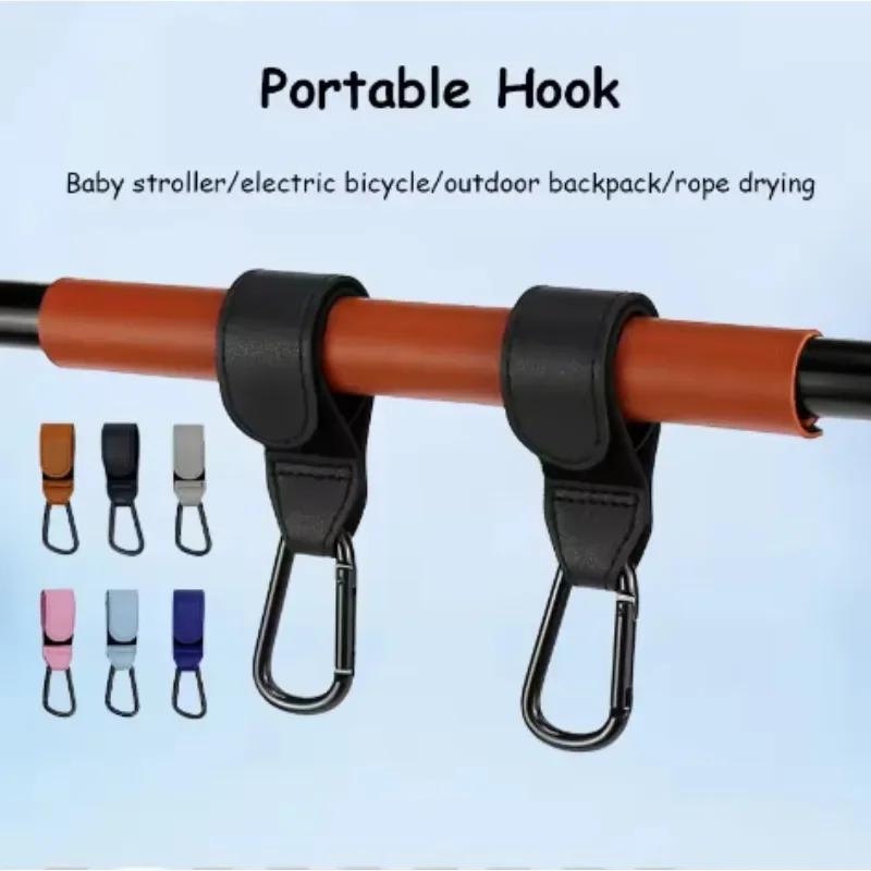 

PU Leather Stroller Hooks for Bags Stroller Accessories Rotate 360 Degrees Multifunctional Leather Hooks Christmas Gift