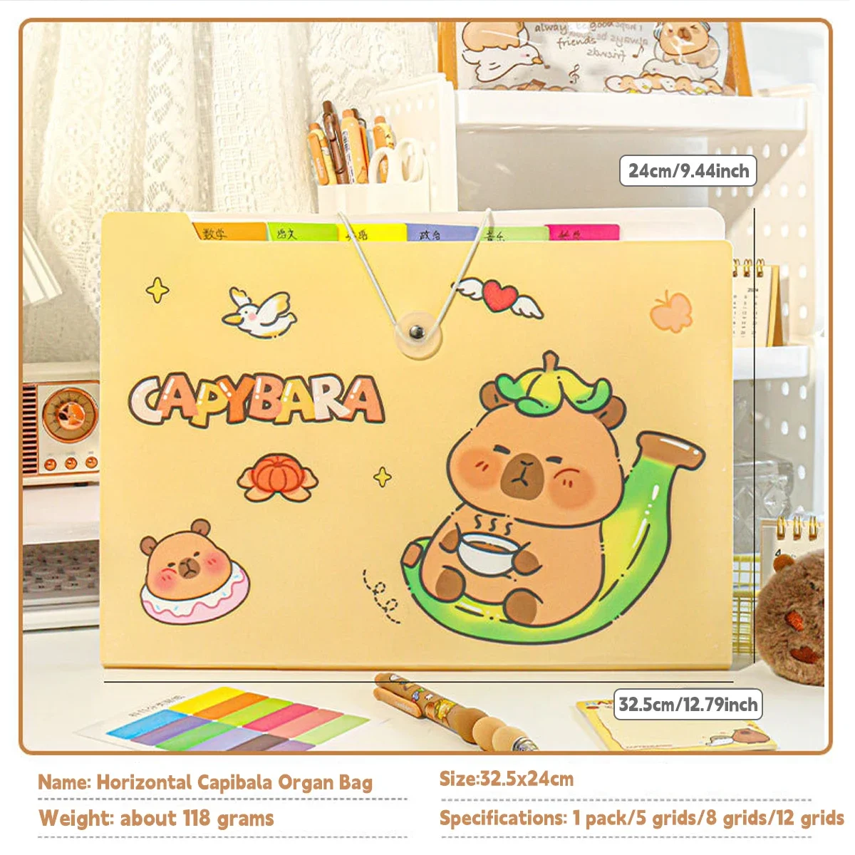 

Capybara Information Book Kawaii A4 Transparent Insert Folder Collection Book Student Certificate Test Paper Storage Book