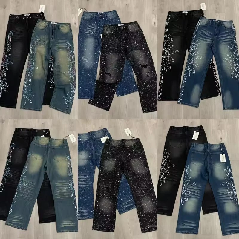 

New Men's VALLEY Jeans Trend Hip-hop Original Label Autumn American High-quality Hot Drill Ripped Pants Vale Denim Trousers