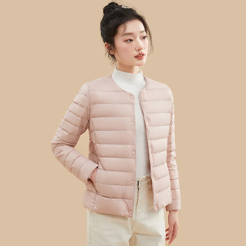 Winter new Casual Warm Down Jacket Women fashion Thin Coat Solid Color Single Breasted Outwear 2023