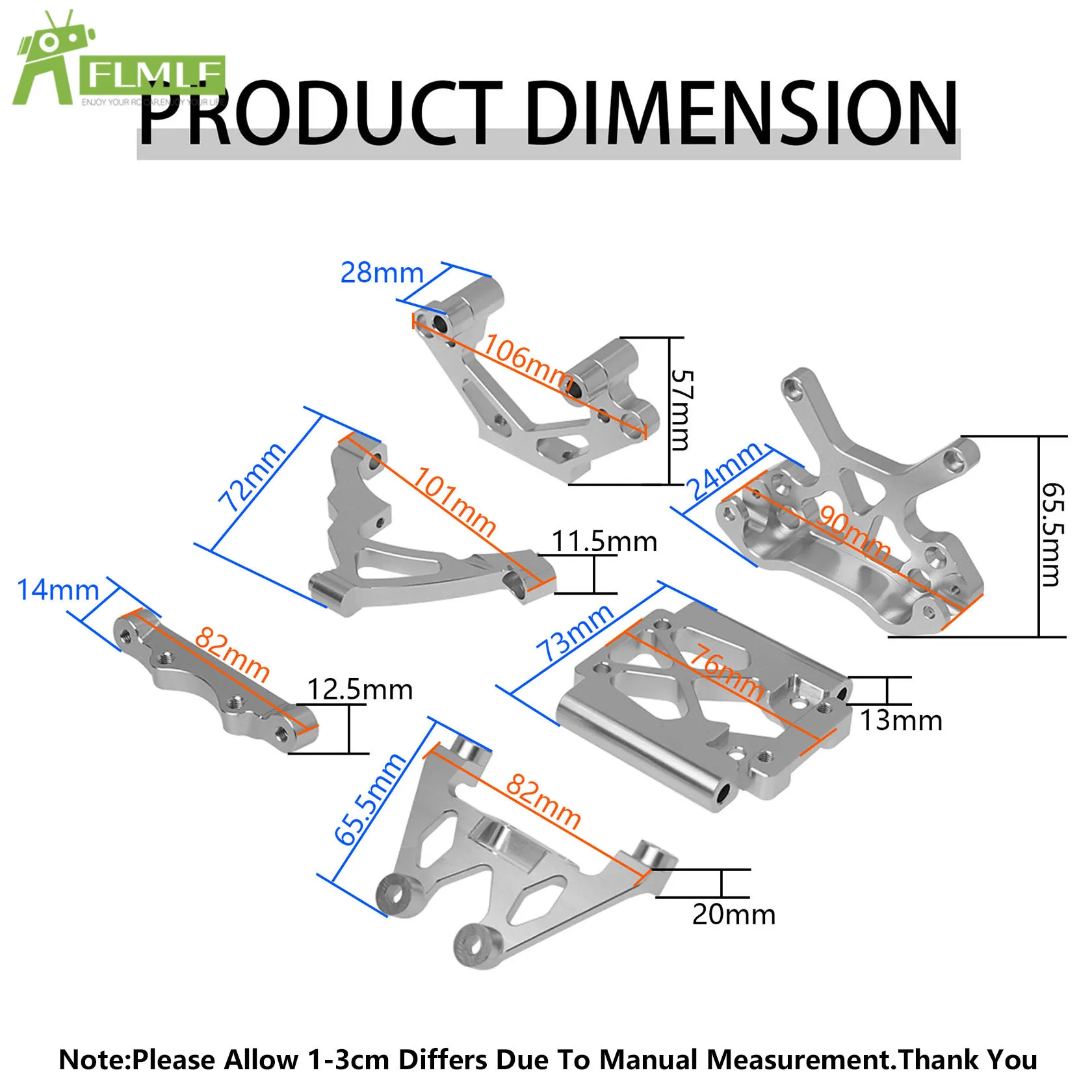 CNC Front or Rear Wheel Hub Carrier or Suspension Arm or Bulkhead or Shock Tower Support Kit for 1/5 HPI ROVAN KM BAJA 5B 5T 5SC
