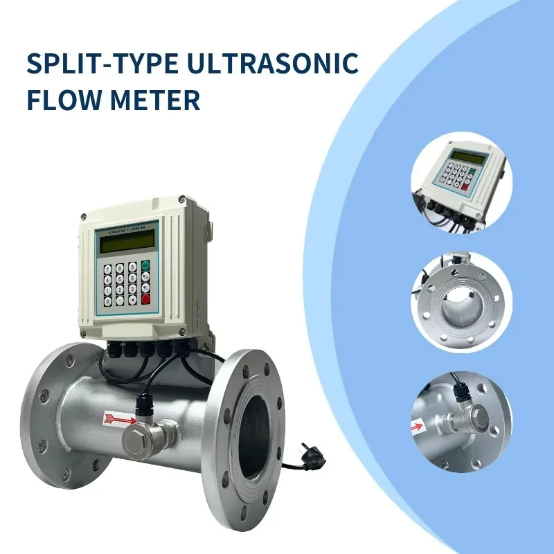 Clamp-On Ultrasonic Flowmeter Liquid Accuracy 1% DN15-DN1200 Plastic OEM Available OCMS For Water And Fluid