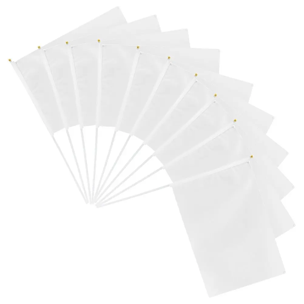 10Pcs Small Handheld Signal Flags Blank Customizable for Football Match Soccer Referee Racing Conducting Sports Equipment