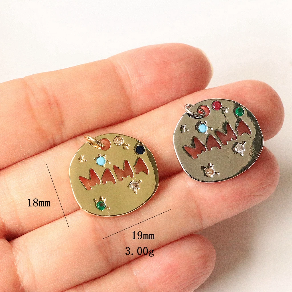 

4Pcs-Mother's Day MAMA Necklace Gift Irregular Circular Guardian Pendant Necklace New Fashion Brass Necklace Accessory Gift