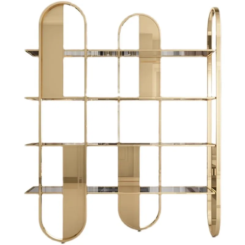 

Light stainless steel creative bookshelf floor-to-ceiling modern simple living room multi-layer wrought iron shelf office