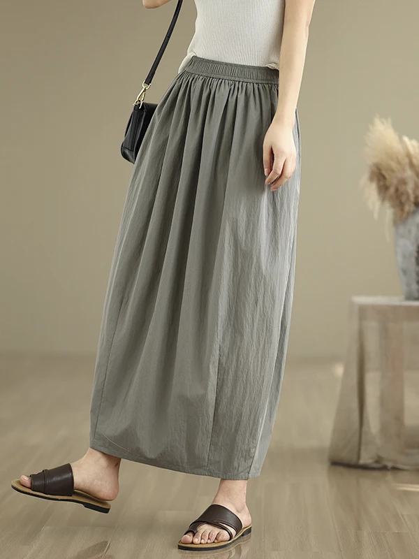 

Plus Size Summer 2025 High Waist Pleated Bloom f Skirt Ba Split Hepburn Sle plus Size Casual Long Skirt Single Piece Thin Model