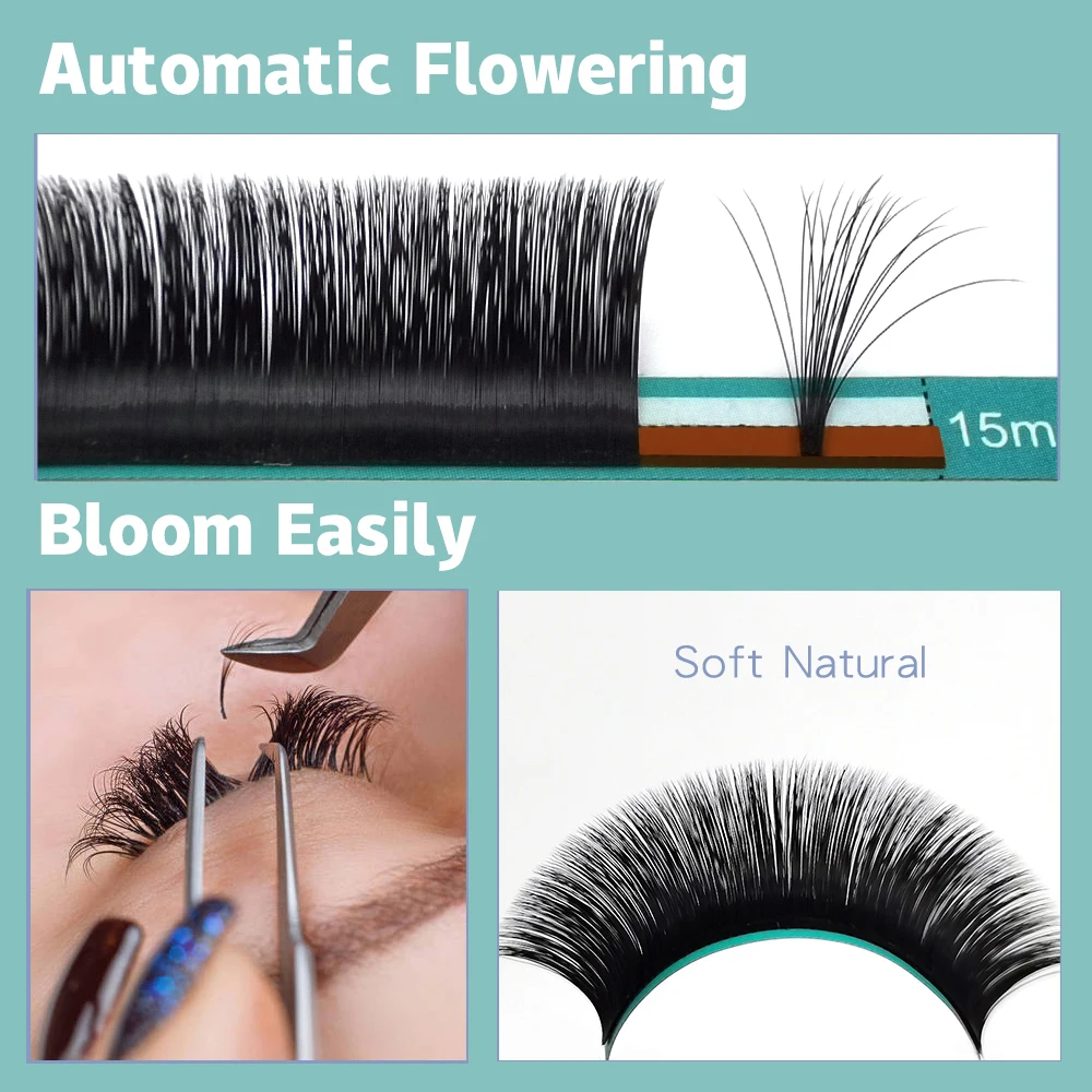 Qeelasee 4 Boxen, jede einzelne Länge mit automatischer Blüte, schnell blühender Fächer, einfache Wimpern – Detail 4
