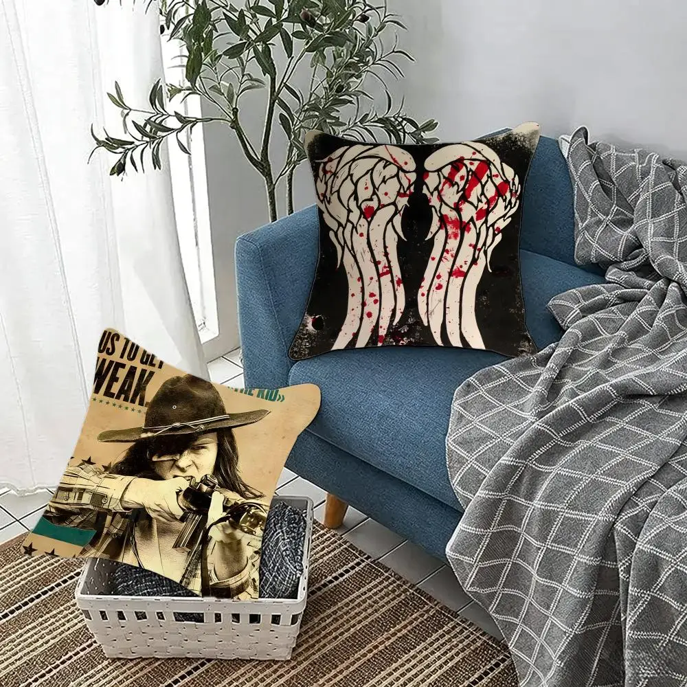 Gritty Horror Tv Series T-The Walking Dead Cushion Cover Fluffy velvet Nordic style plush Living room sofa decorative