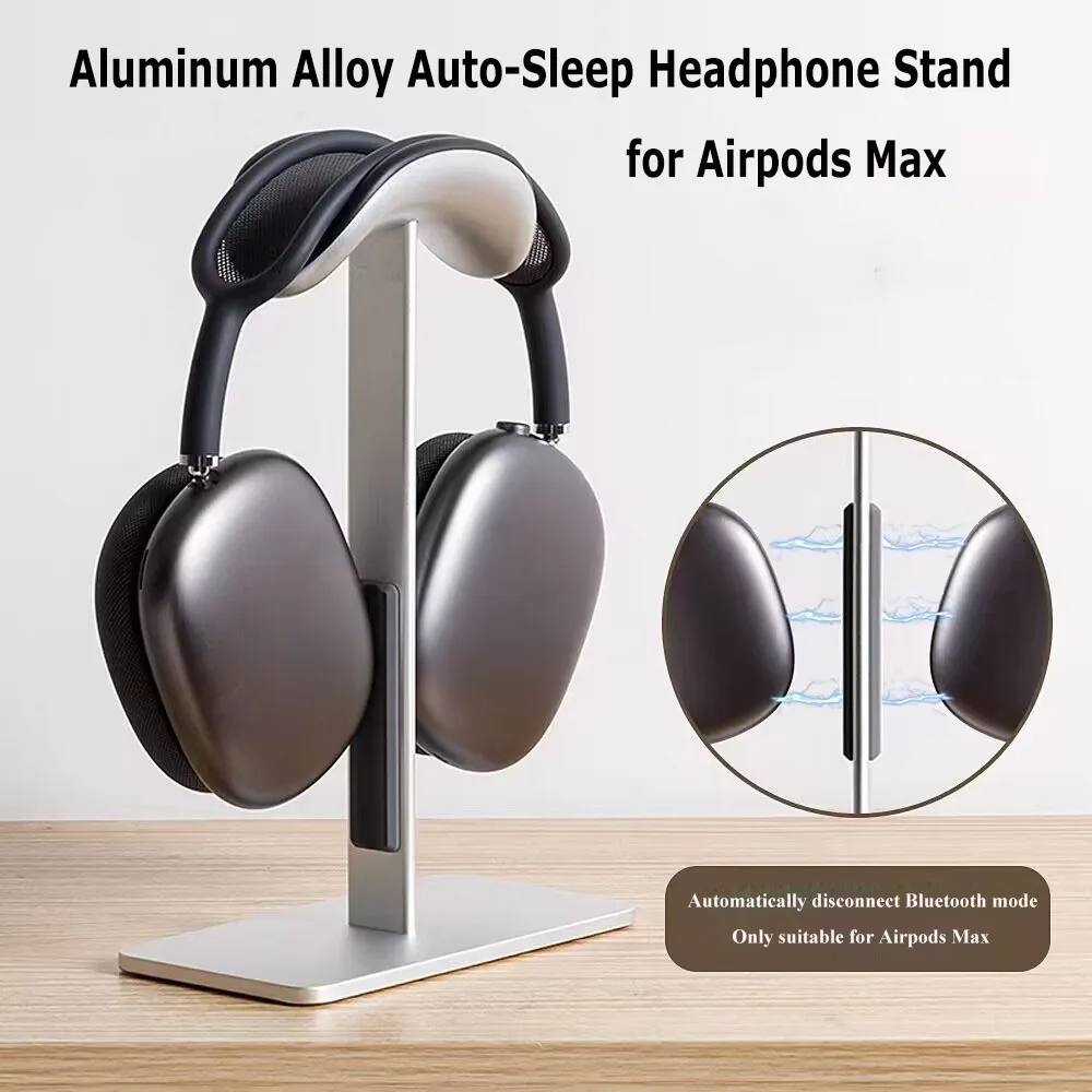 Aluminum Alloy Headphone Stand Detachable Auto-sleep Headset Holder Display Shelf for Airpods Max with Anti-Slip Silicone Pad