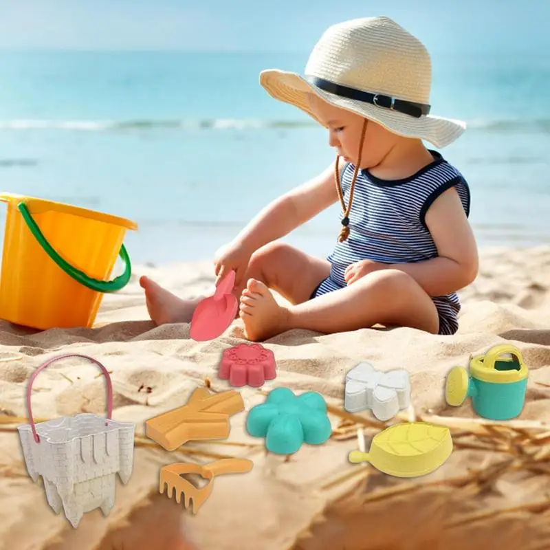 10pcs Beach Sand Toy Set Pai-filho Interativo Ao Ar Livre Praia Água Play Toy Sand Bucket And Pás Mold Sandbox Toy Para Crianças