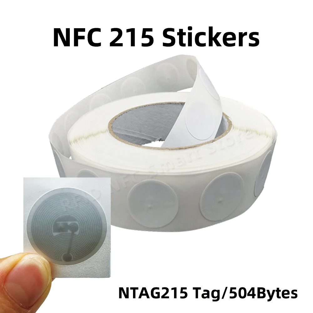 NFC 태그 NFC215 라벨 NTAG 215 스티커 태그, RFID 스티커, 명함 게임 블루투스 URL용, 모든 NFC 휴대폰용, 14443A, 13.56MHz