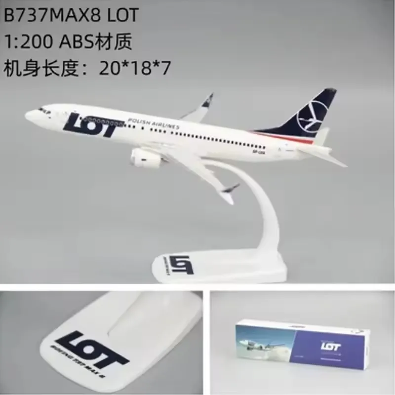 1: 200 Scale B737 Max8 B737 Lot Polish Aviation ABS Plastic Assemble Airplane Model Toys Resin Airplane Building Blocks Display