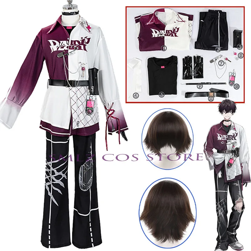 

Hero Group Saiki Ittetsu Cosplay Anime VTuber Cosplay Costume Mna Uniform Wig Set Halloween Party Role Play Outfit for Woman Man