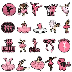 20Pcs Pink Ballet Dress Girl Dance PVC Sandals Garden Shoe Charms Decoration For Clogs Pins Slipper Accessories Holiday Gift