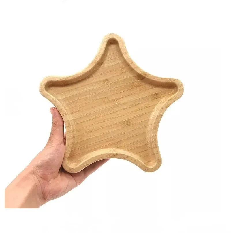 

Детская обеденная тарелка из бамбукового дерева, креативный поднос для детского питания в мультяшной форме с отделениями