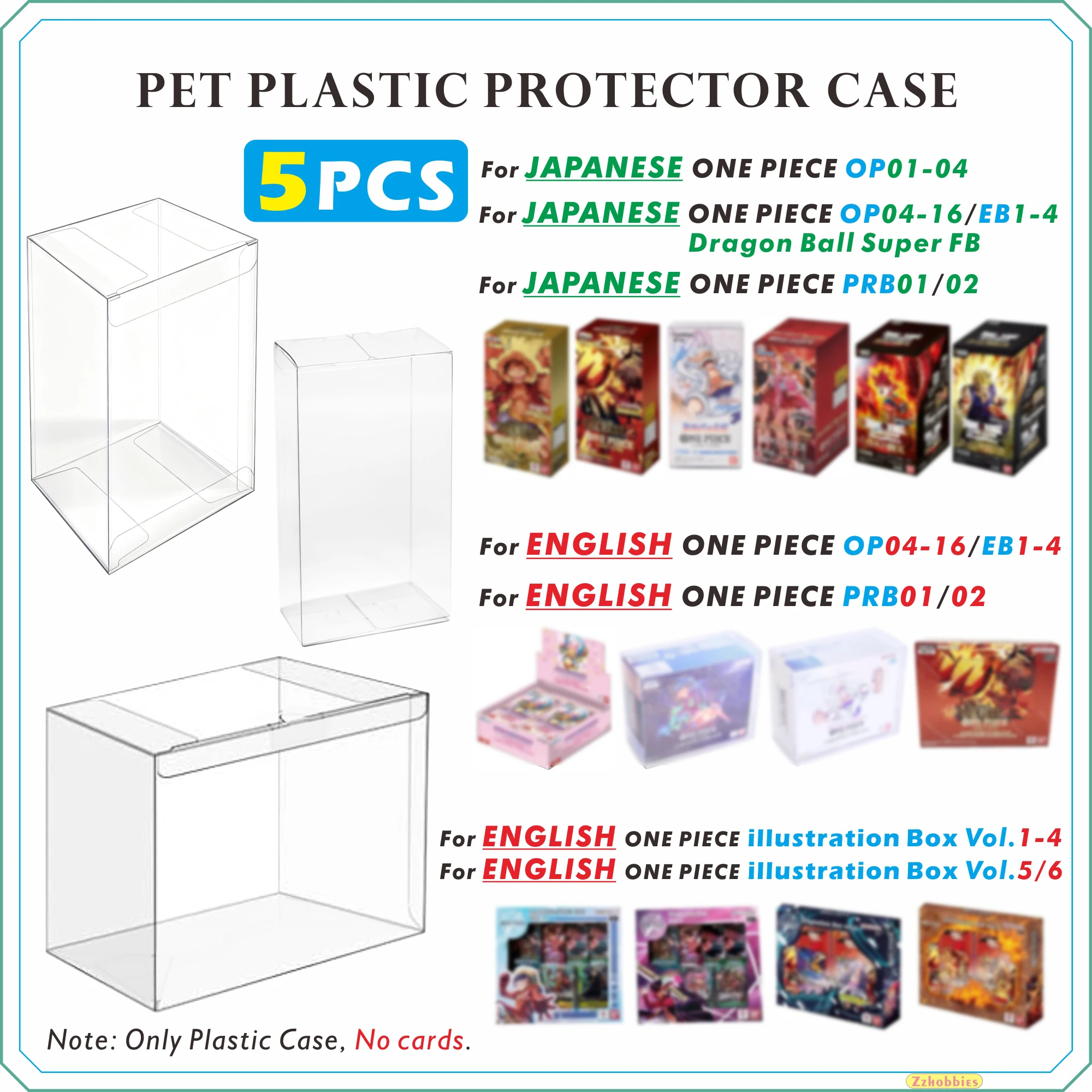 5PCS PET Plastic Protector Case For One Piece Japanese | For English | For PRB | For illustration Box vol.