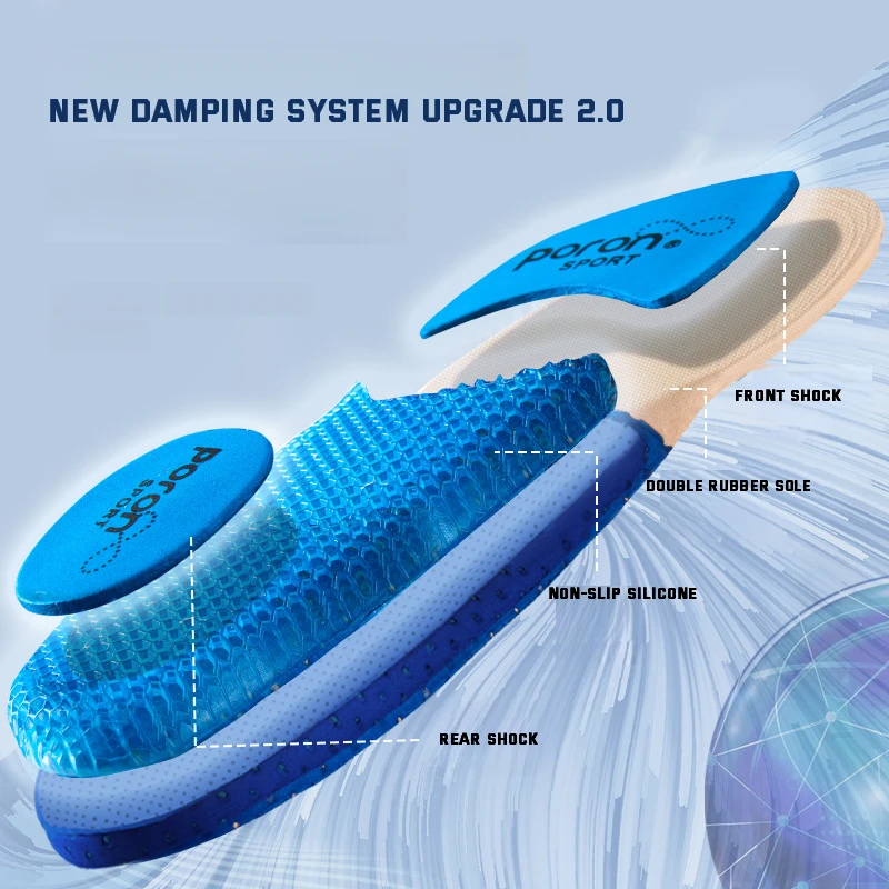 Sport Silicone Insoles for Shoes Men Women Arch Support Orthopedic Insoles for Shock-absorbing Baskets Running Shoe Soles 1 Pair