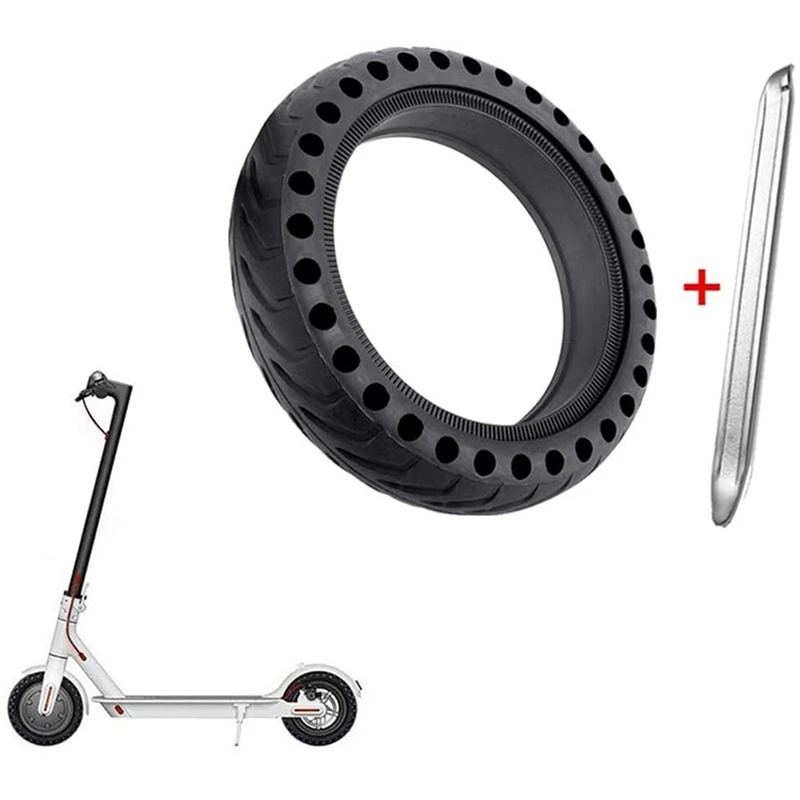 Solid Tire For Xiaomi M365 Electric Scooter Tyre, 8.5 Inches Shock Absorber Non-Pneumatic Rubber Tyre Wheel With Crowbar