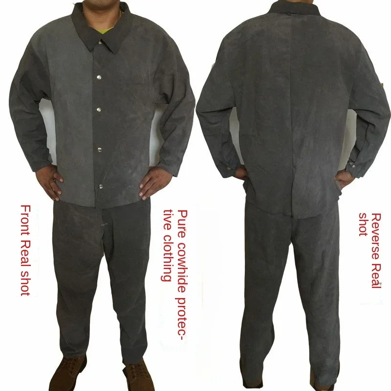 Cowhide Welder Protective Argon Arc Welding Work Clothes Reverse Wearing Apron Worker Welding Jacket Fire Retardant Clothing