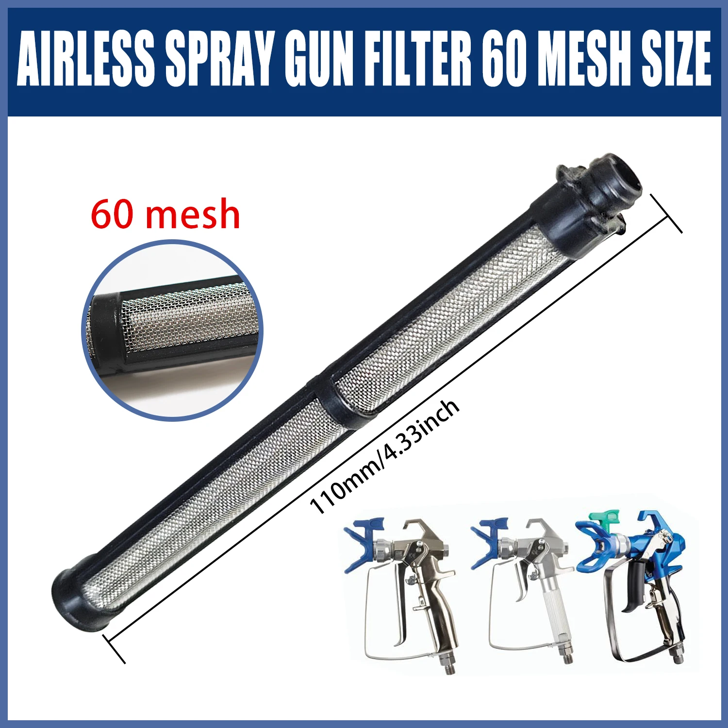 12-Pack 60 Mesh Airless Spray Gun Filters, Compatible with Graco Contractor Series, Durable High-Pressure Replacement Filters