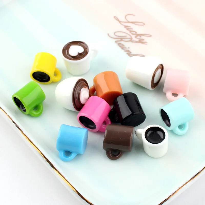 100pcs 3D Resin Crafts Coffee Mug Cabochons Kawaii 10 COLORS Miniatures Resin Fake Drink DIY Embellishments For Scrapbooking