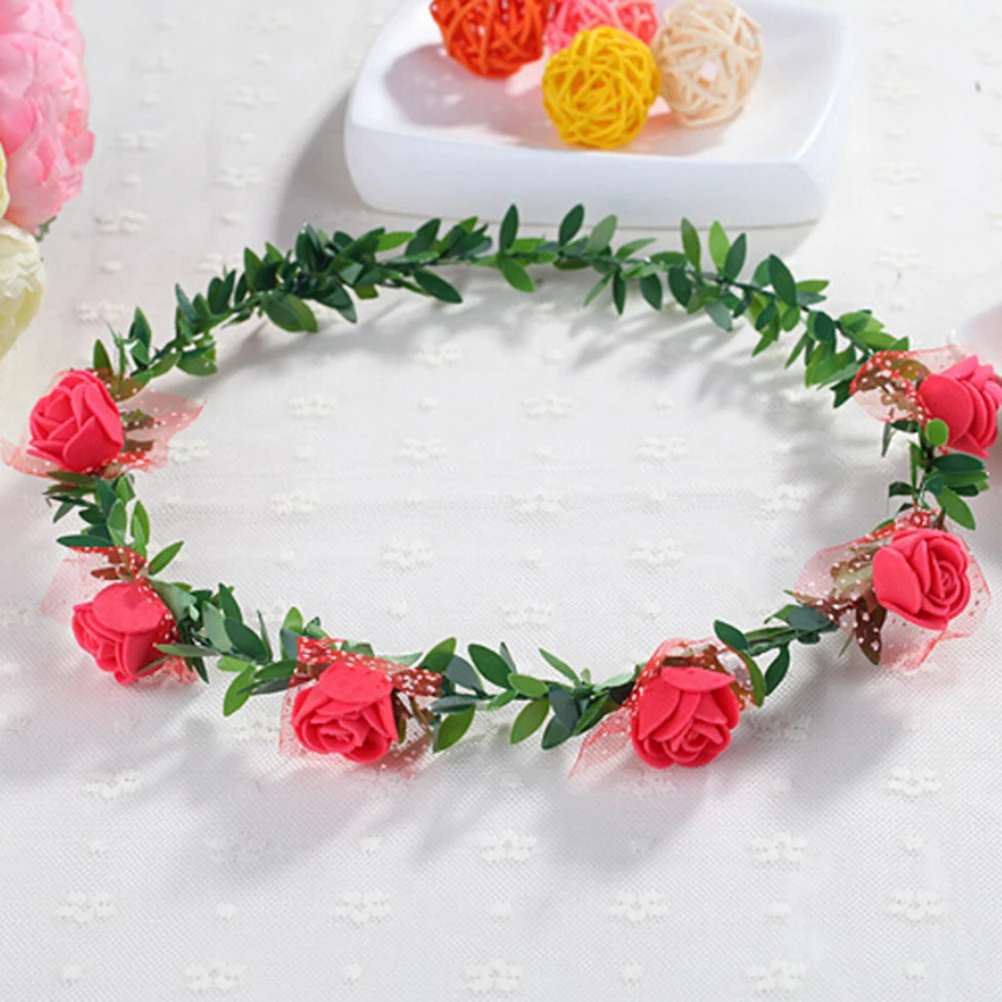 Rose Carnations Peony Flower Halo Bridal Floral Crown Hair Band Wreath Mint Head Wreath Party Wedding Headpiece Bridesmaid 1pcs