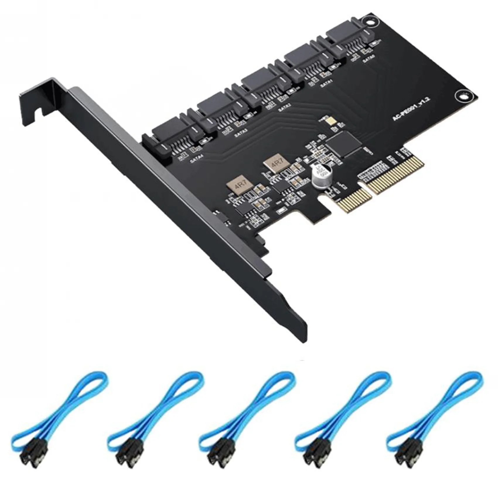 

SATA PCIE Adapter 5 Ports SATA 3.0 to PCIE X4 X8X16 Expansion Card SATA3.0 PCIe SSD HDD Hard Drive Converter Adapter Box