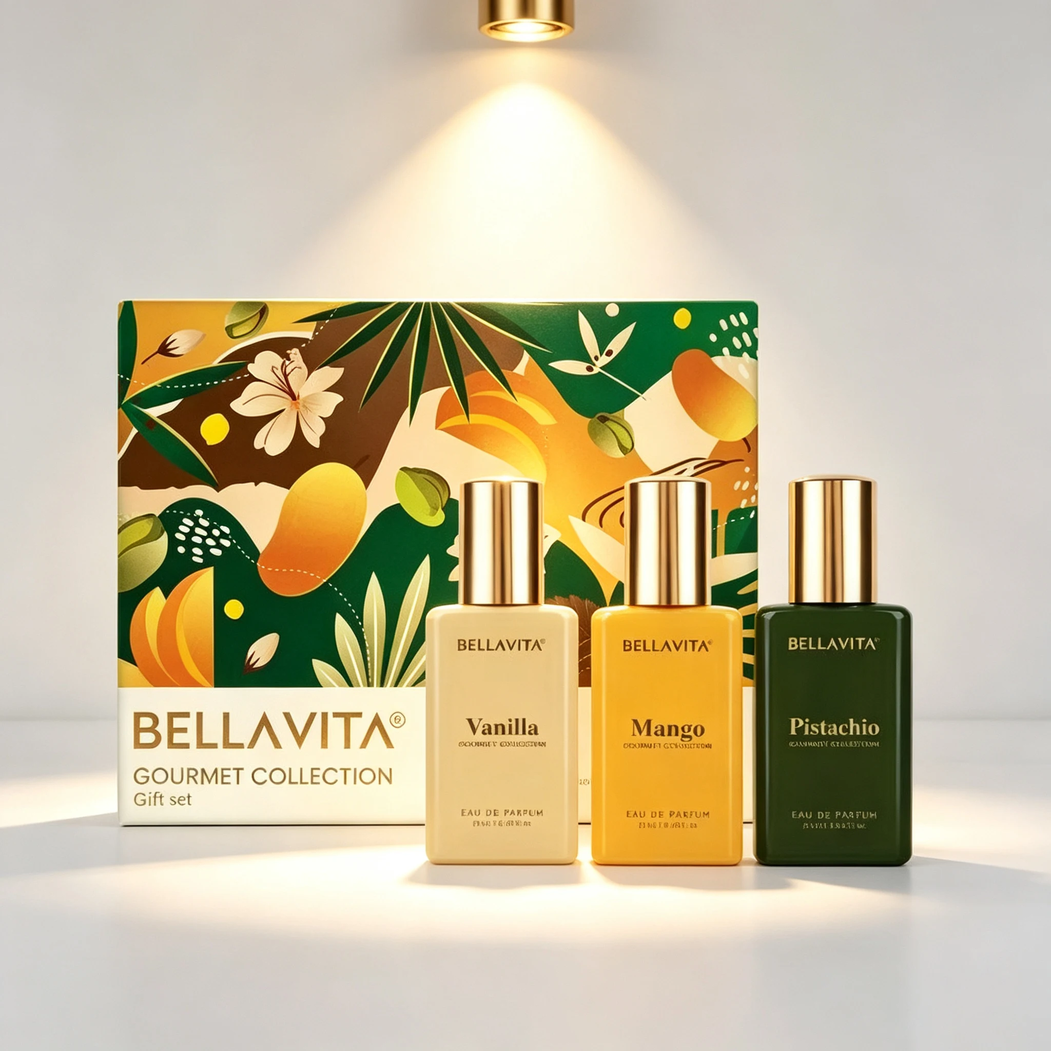BELL AVITA Gourmet Perfume Gift Box 3 Pieces Vanilla Mango Pistachio Lasting Fragrance for Men and Women