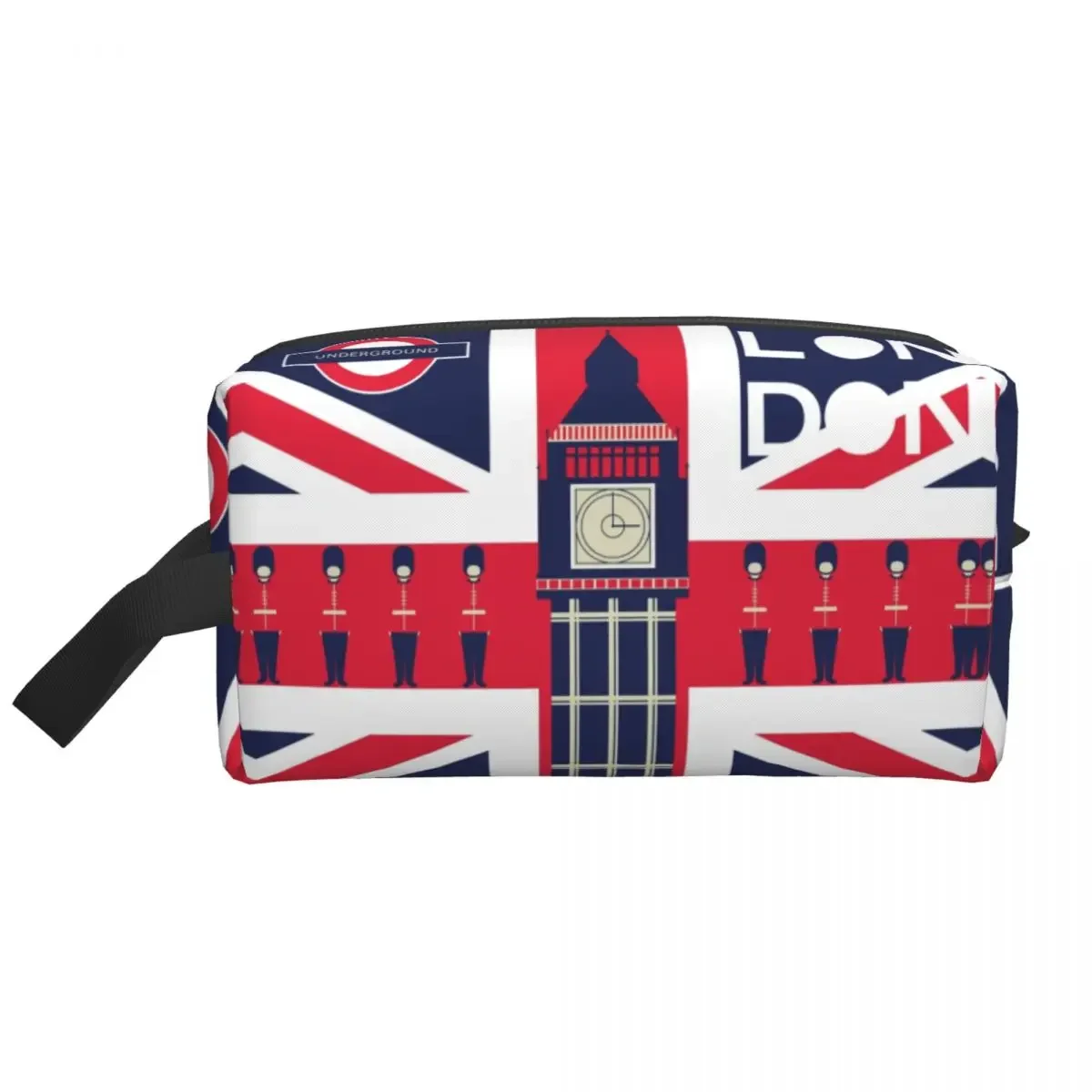 Custom Vintage British Flag With London Symbol Cosmetic Bag Fashion Union Jack Makeup Case Beauty Storage Toiletry Bags