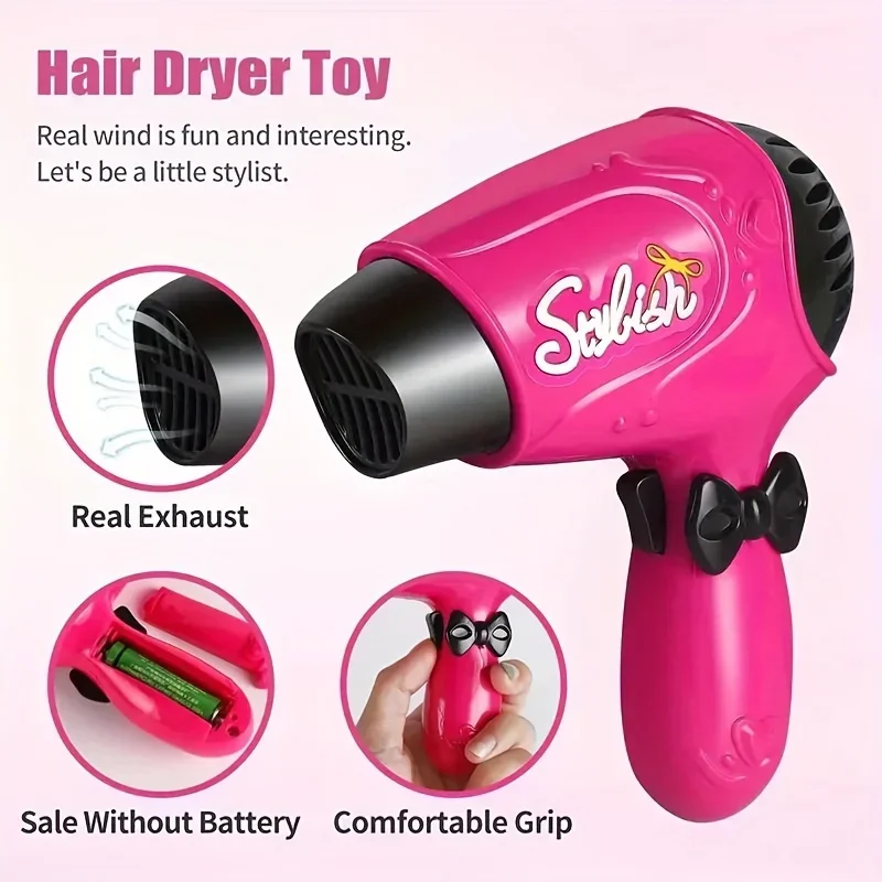 التظاهر بأن تكون مجموعة أدوات القطع المصممة، مجموعة صالونات التجميل للفتيات مع مقص مجفف الشعر لقص الشعر #5