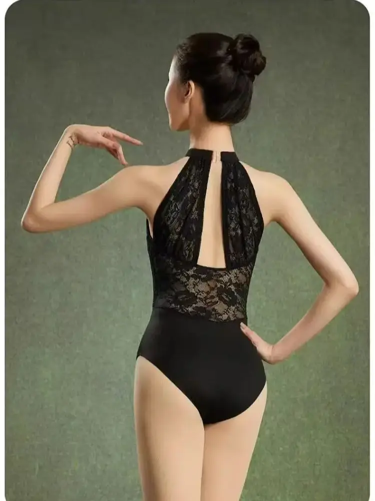 Robe de pratique de ballet pour femmes adultes, robe de corps d'examen d'art d'étudiant de danse, entraînement de base, gymnastique, dentelle avancée, saut au cou suspendu
