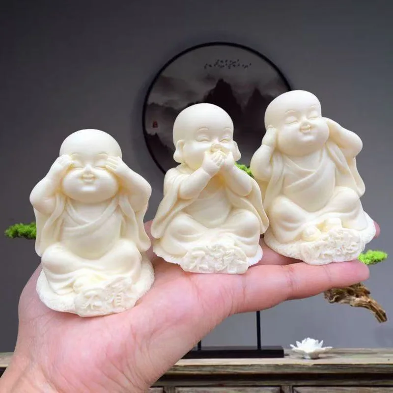 Three Little Monks Characters Statue Don\'t say, Don\'t look, Don\'t listen Art Sculpture Cute Home Room Office Car Decorations
