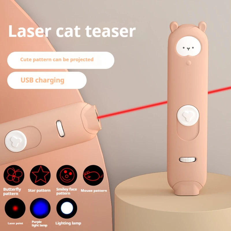 Laser Cat Teasing Pen USB Charging Multi-function Cat Teasing Stick Laser Light Infrared Projection Cat Toys Pet Supplies