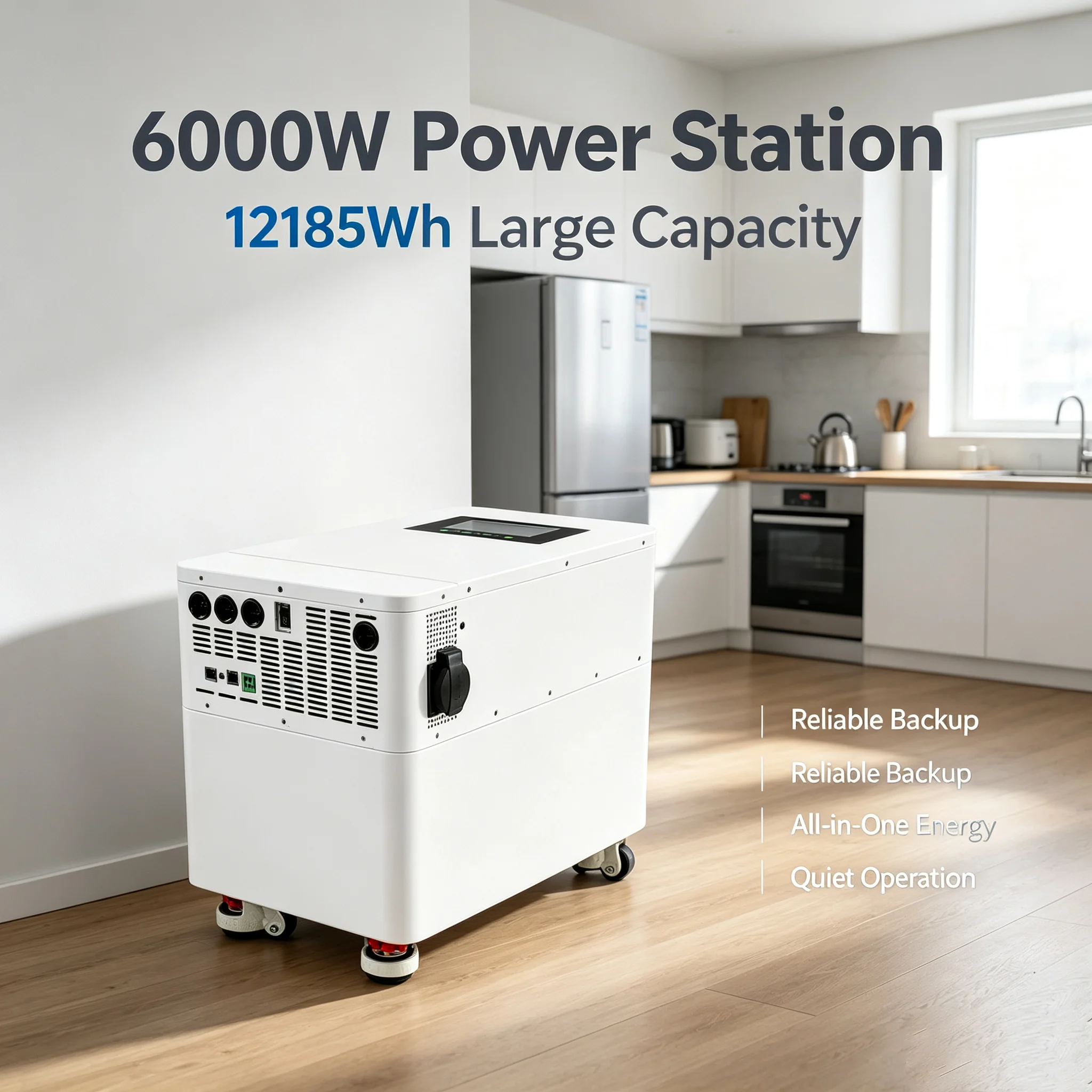 Portable Solar Power Station 6000W 12185WH LiFePO4 Pure Sine Wave Inverter Controller 2000W-3500W Jump Starter Flashlight