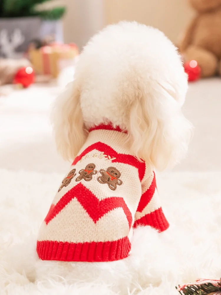 Puppy Christmas Sweater Boy Girl Chihuahua Xs Winter Outfit Small Sized Warm Clothes Male Pet Costume For Dogs Luxury Gifts Red