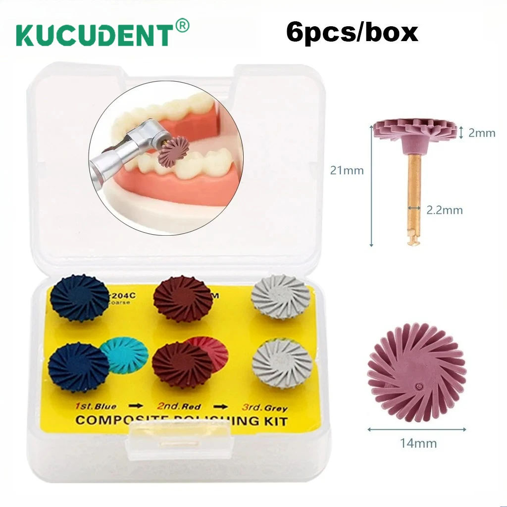 6Pcs/Set Dental Composite Resin Polishing Disc Kit Composite Resin Self-Glazed Polishing Disc Wheel For Tooth Whitening Tools