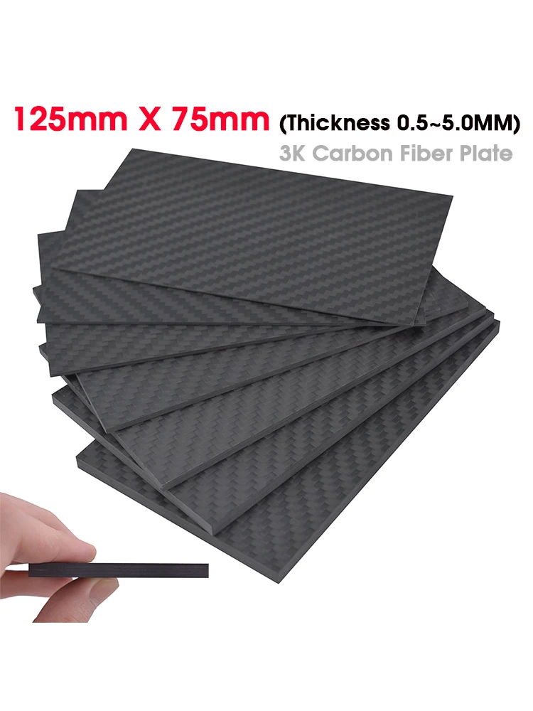 125mm X 75mm Real Carbon Fiber Plaat Paneelplaten 0.5mm 1mm 1.5mm 2mm 3mm 4mm 5mm dikte Composiet Hardheid Materiaal - afbeelding 2