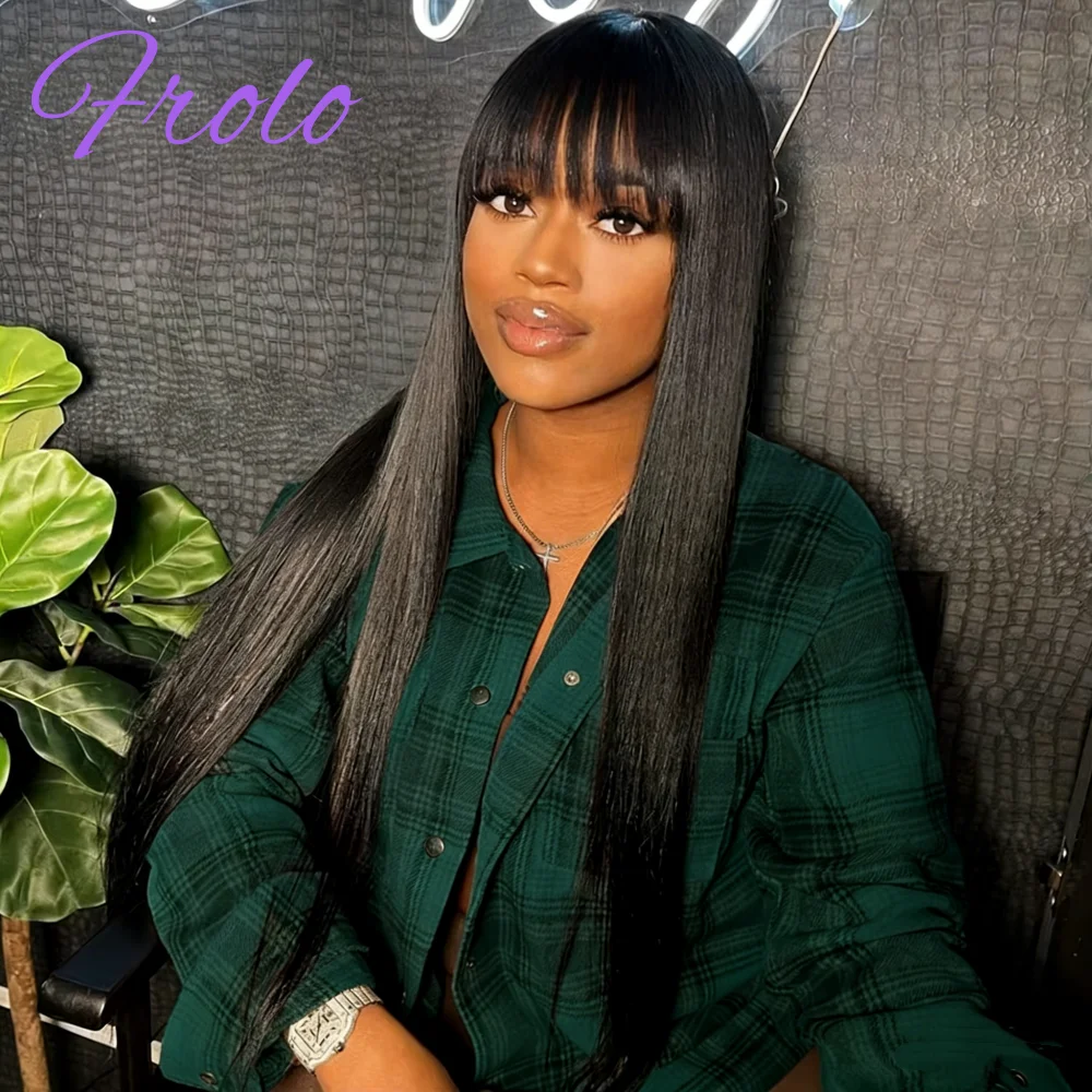 

3x1 Парик из натуральных волос на кружеве спереди, полностью машинное производство, прямой парик из 100% человеческих волос с челкой для женщин, бразильский парик из человеческих волос