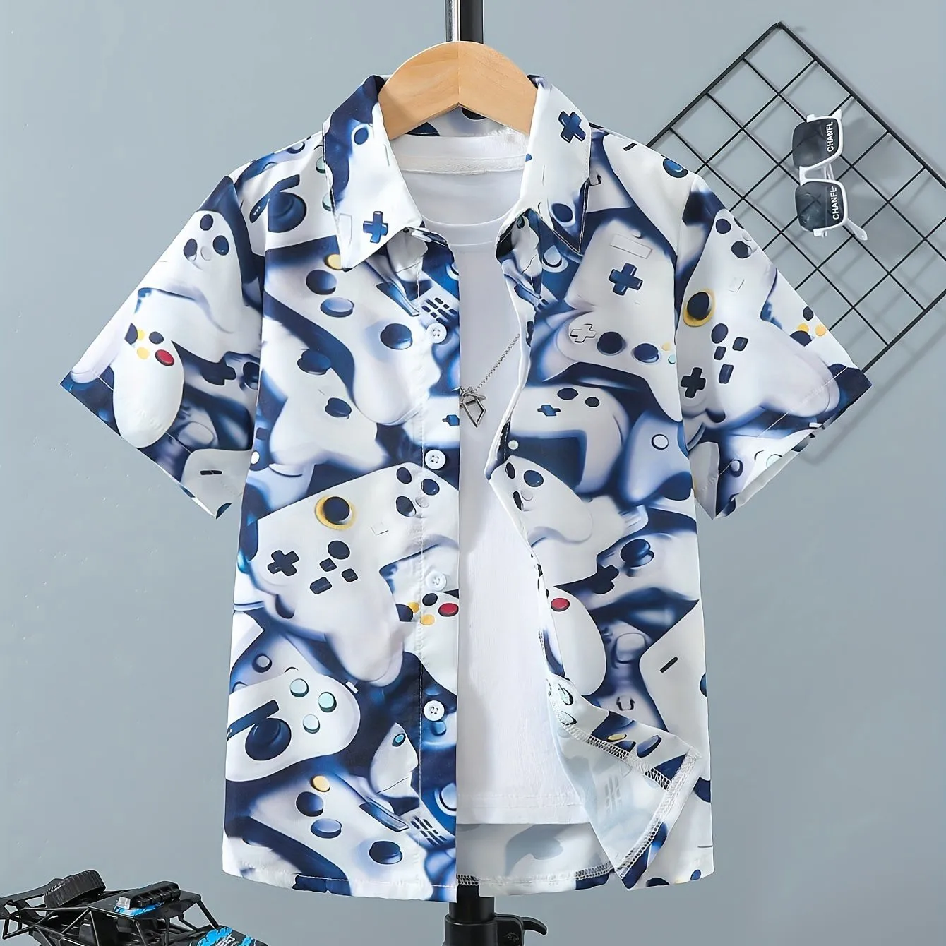 Hawaiian Shirt Boy Child Shirt Fashion Summer Children's T-Shirt Lapel Collar Tops Tees Short Sleeve Outerwear Children's Blouse