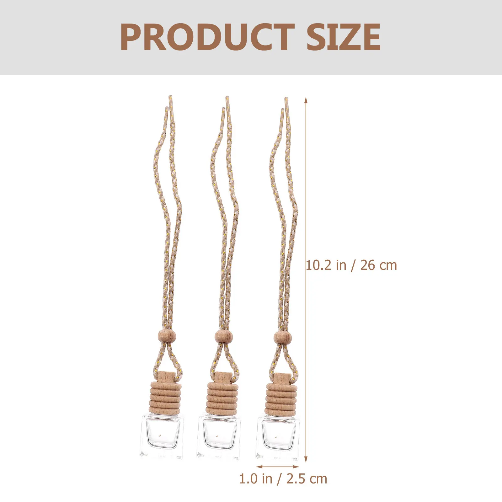 6Pcs Car Hanging Diffuser Bottles Empty Glass Perfume Bottles Refillable Air Freshener for Car Vent Decoration
