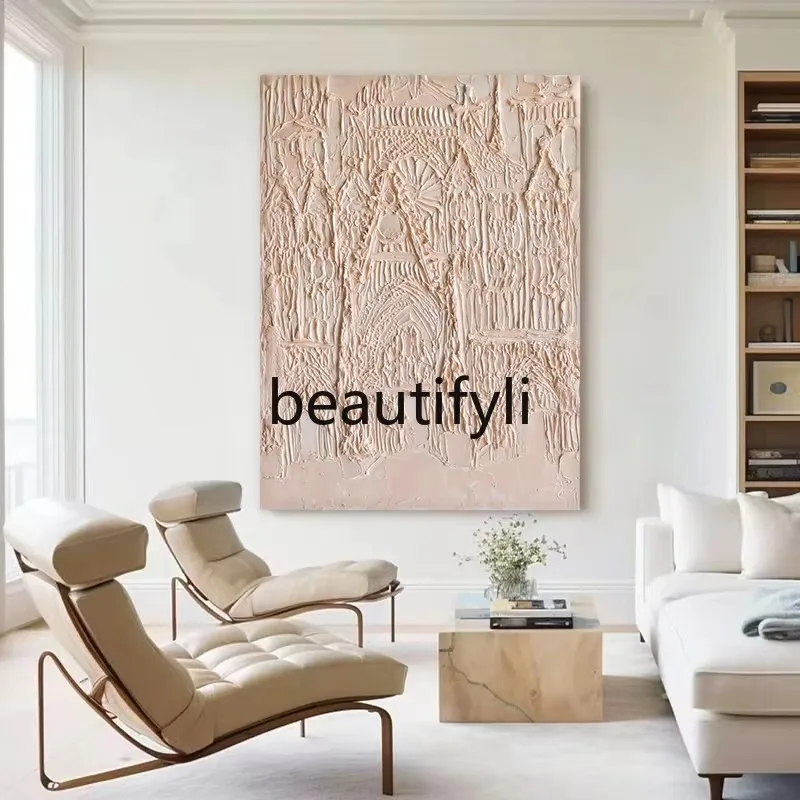 

Hand-painted wabi-sabi wind texture oil painting, living room dining room decoration painting, simple bedroom hanging paint