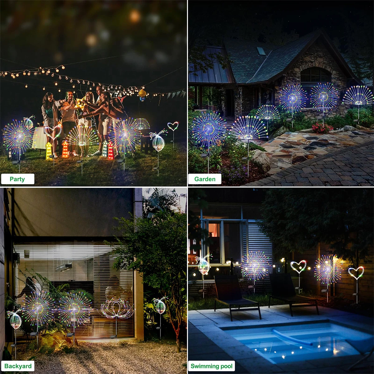 Imagem -06 - Impermeável Solar Fireworks Lights Fairy Garden Lights Foldable Lawn Light Decoração Faça Você Mesmo Modos de Iluminação 420 Led 300 Led 200 Led 60led Ip65