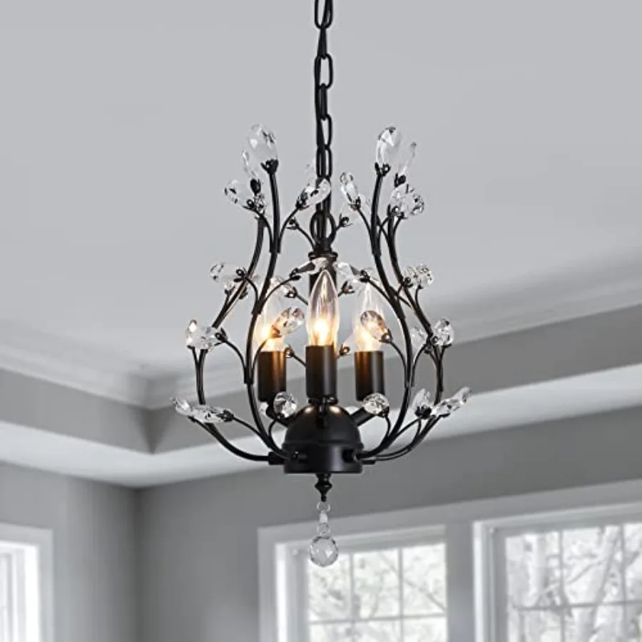 

3 - Light Branch Crystal Chandelier Small Flush Mount Vintage Pendant Hanging Lighting Farmhouse Light Fixture for Bedroom Porc