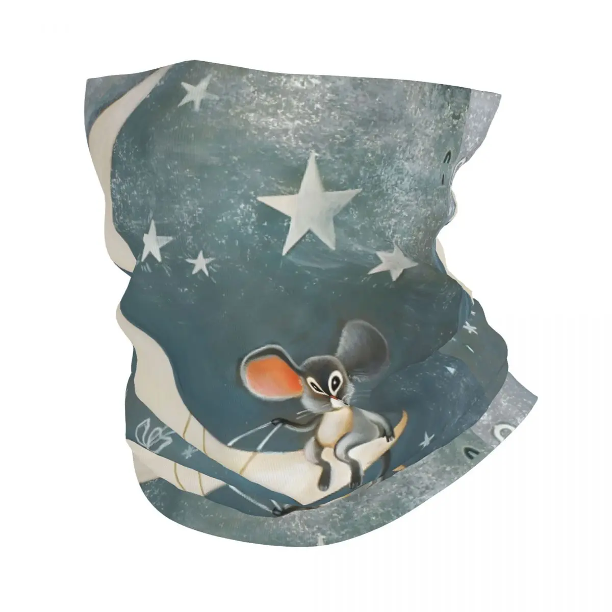 Mousie Mouse Riding A Moon Thin Wrap Scarf Bandana Neck Gaiter Face Cover Headband