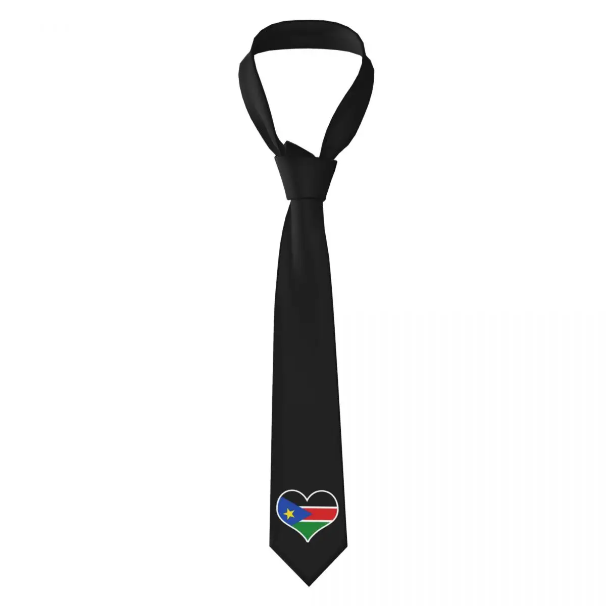 South Sudan Flag Heart South Sudan Flag Necktie for Men Silk Polyester 8 cm Neck Ties Party Suits Tie Classic Gravatas