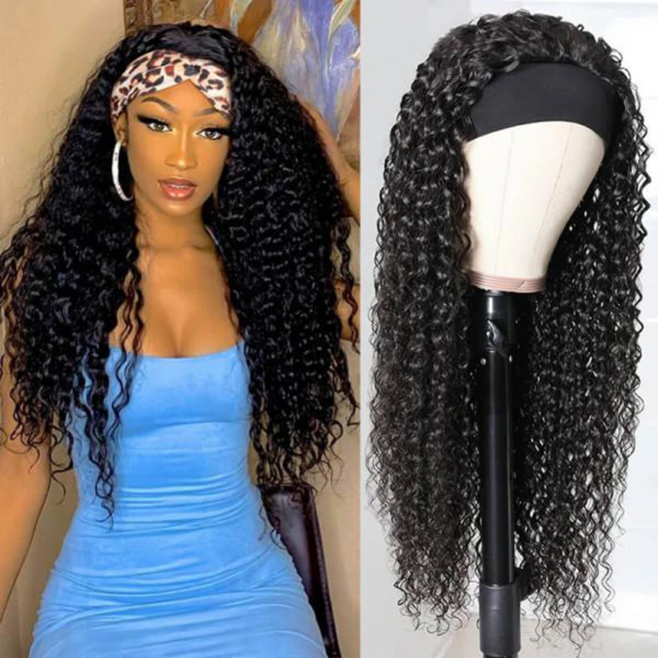 

Hootu Easy To Wear Headband Deep Wave Human Hair Wig Pre Plucked Remy Hair 18-26 Inch 180% Density Wig With Baby Hair For Women