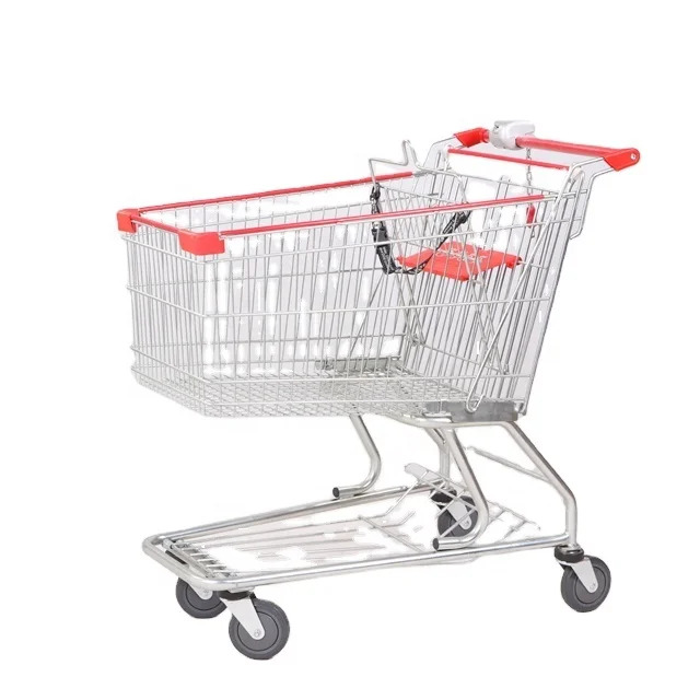 240 Liter American type heavy duty supermarket hand push shopping trolley cart for grocery store