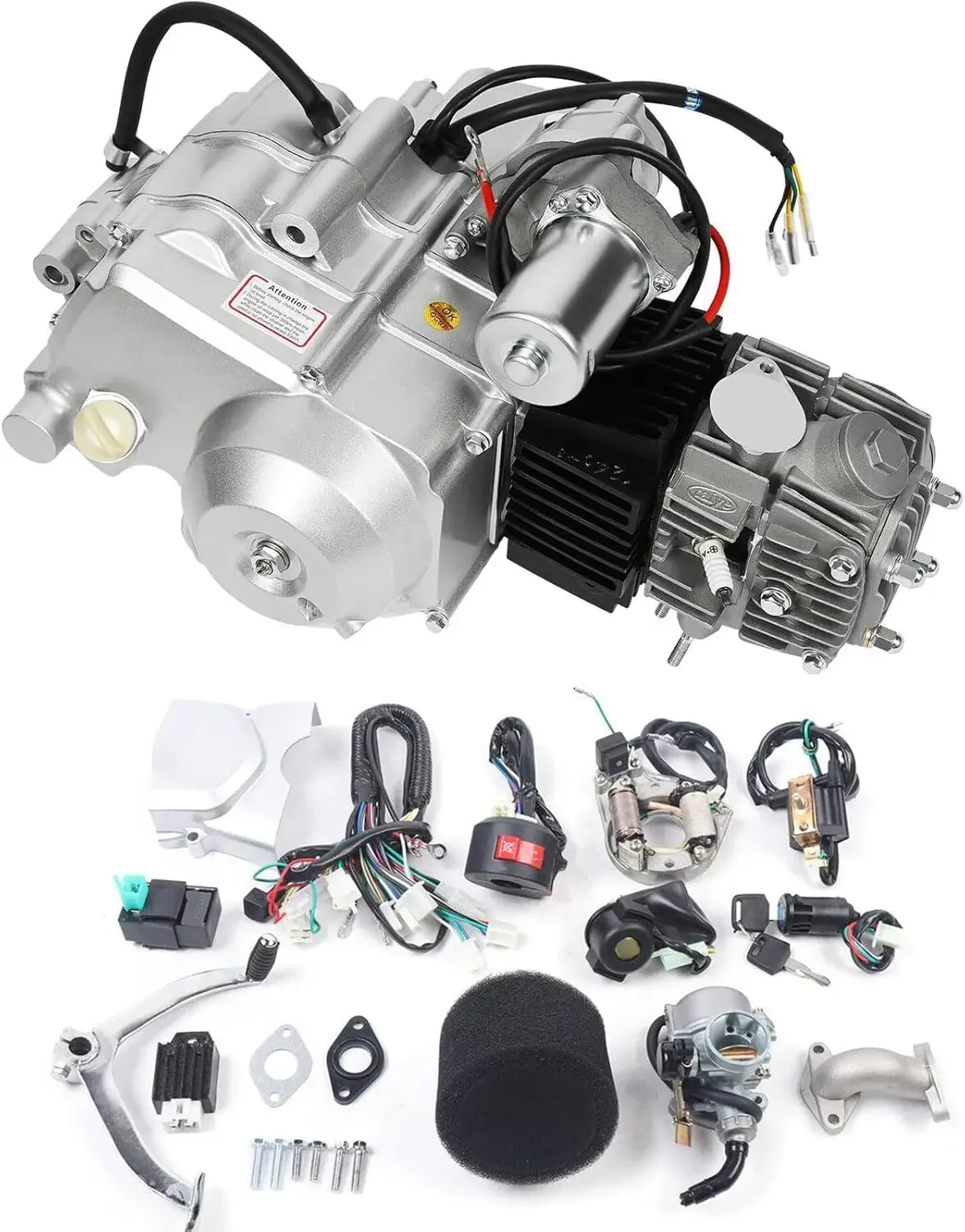 

125CC Engine Motor, 4-Stroke Semi Auto Engine for Go Kart ATV Quad Bike Buggy CDI/Air Cooling System Single-Cylinder with Revers